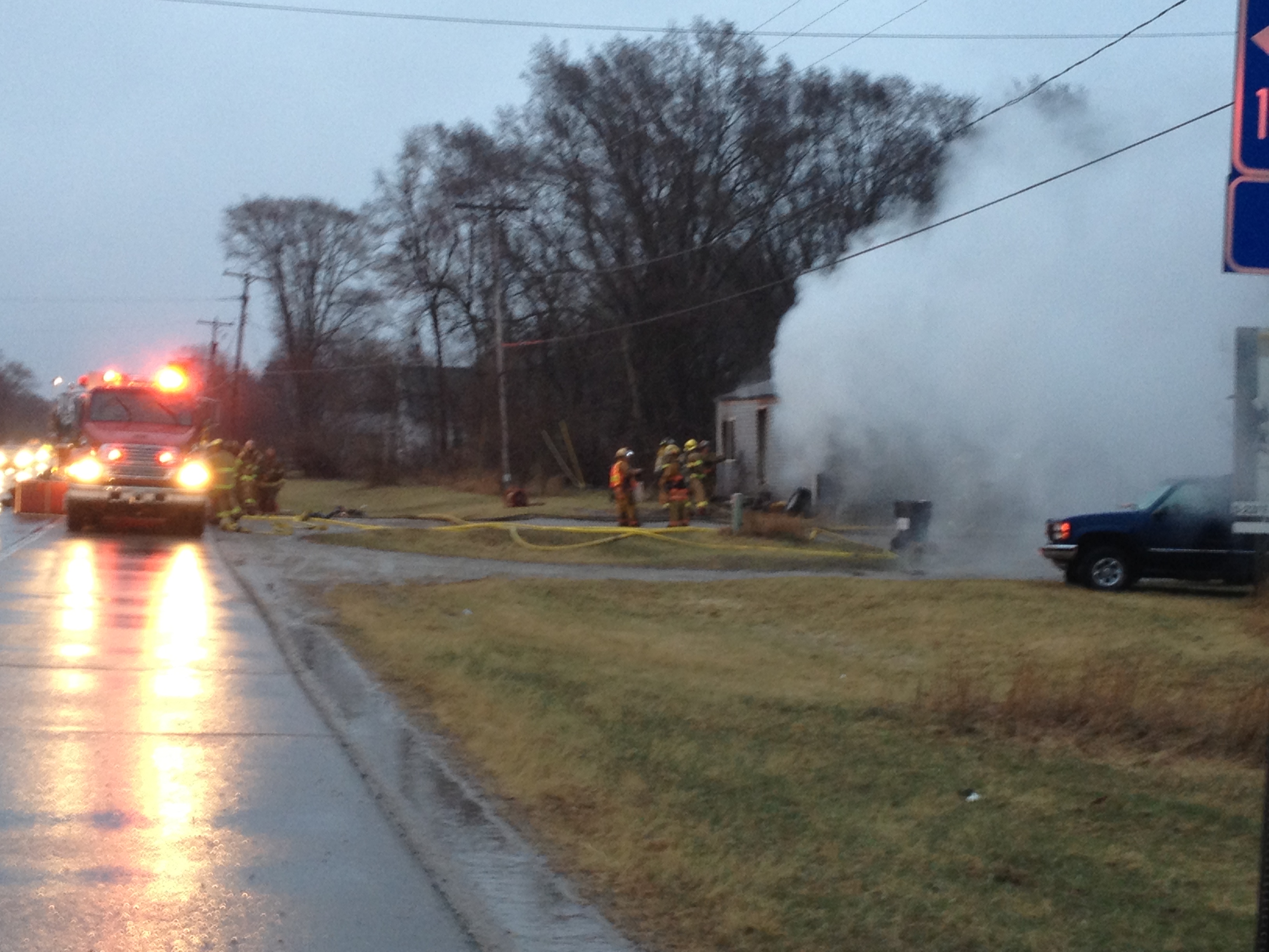 House fire closes M44 near Belding
