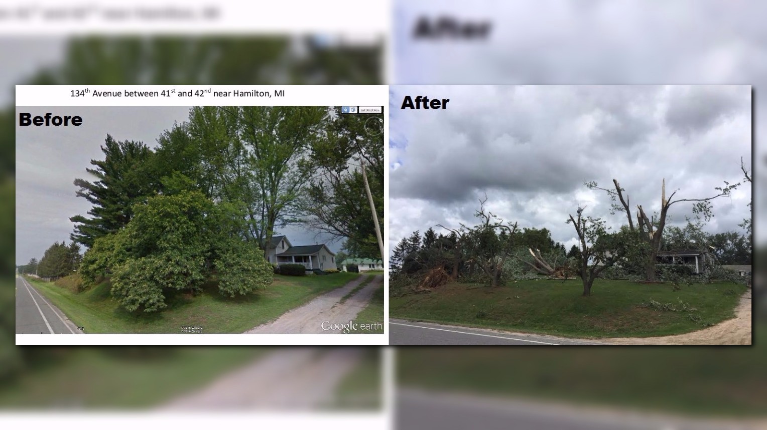 Dramatic before, after photos shows possible tornado damage near